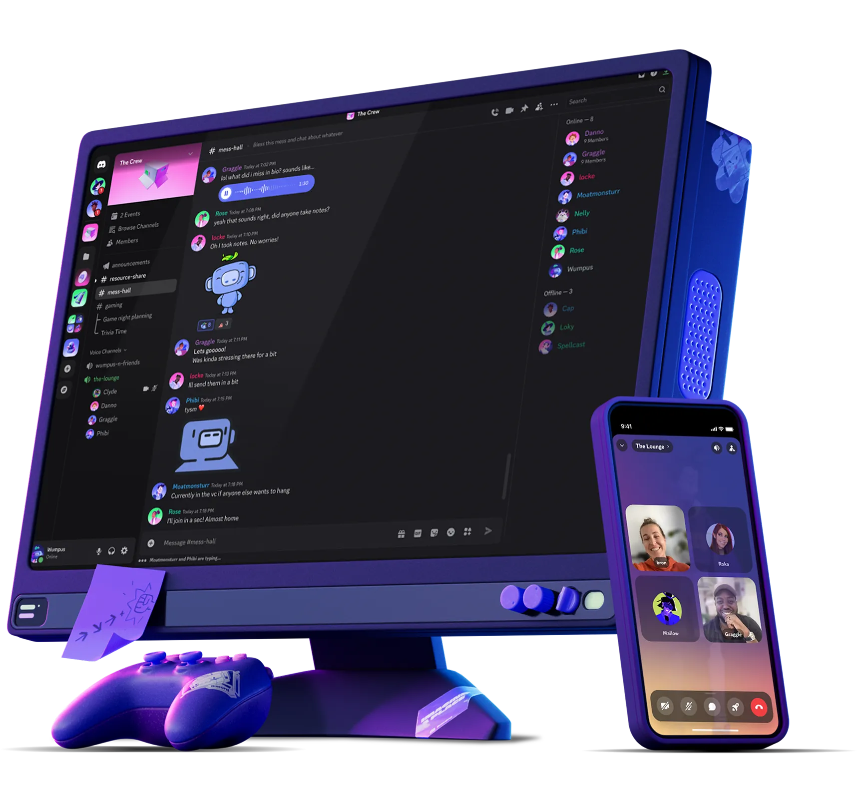 Discord 桌面端和移动端界面展示